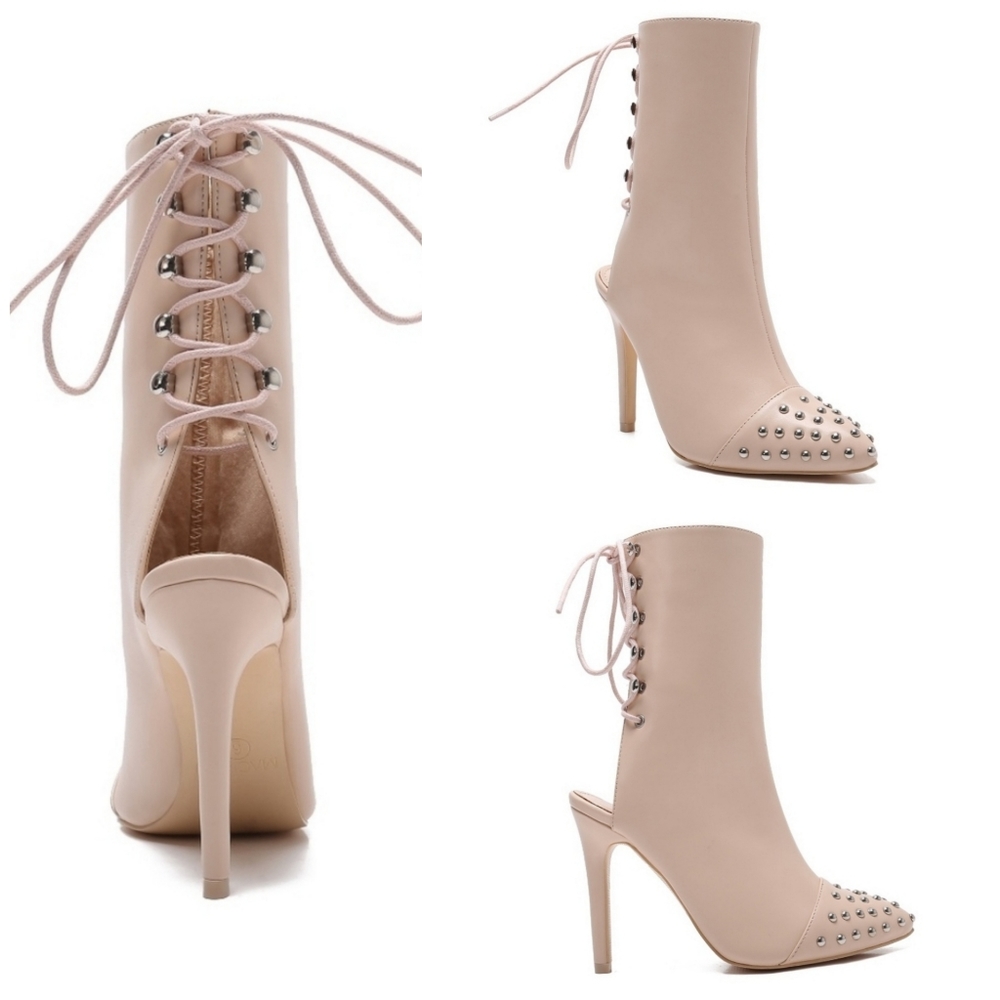 Mackin J Studded Laced Back Ankle Boots